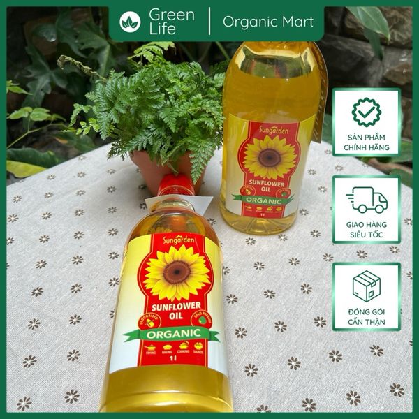 Dầu ăn hướng dương ép lạnh hữu cơ Sungarden 1L