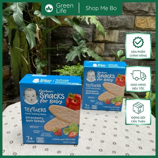 BÁNH GẠO GERBER VỊ DÂU, TÁO, CẢI BÓ XÔI 6 HỘP X 48G