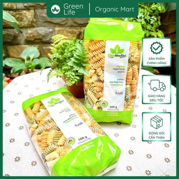 Nui xoắn rau củ hữu cơ bioitalia 500g