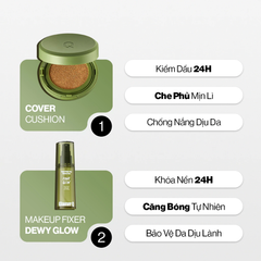 Combo Glamrr Q Cushion & Xịt Khóa Nền Cố Định Glamrr Q Vegan Super Stay Makeup Fixer
