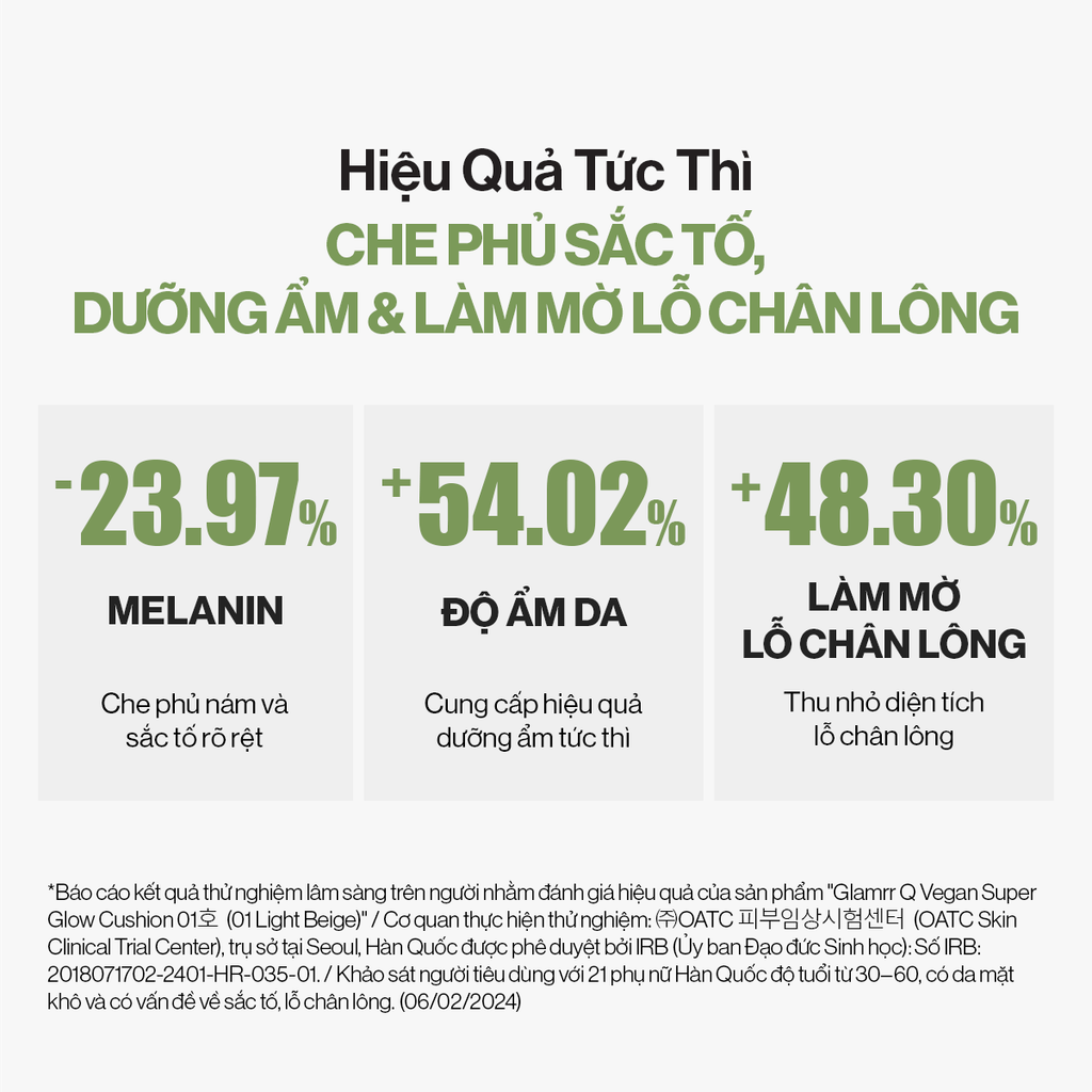 Phấn Nước Căng Bóng Glamrr Q Vegan Super Glow Cushion SPF50+/PA++++ (1 lõi x 15g)