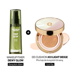 Combo Glamrr Q Cushion & Xịt Khóa Nền Cố Định Glamrr Q Vegan Super Stay Makeup Fixer