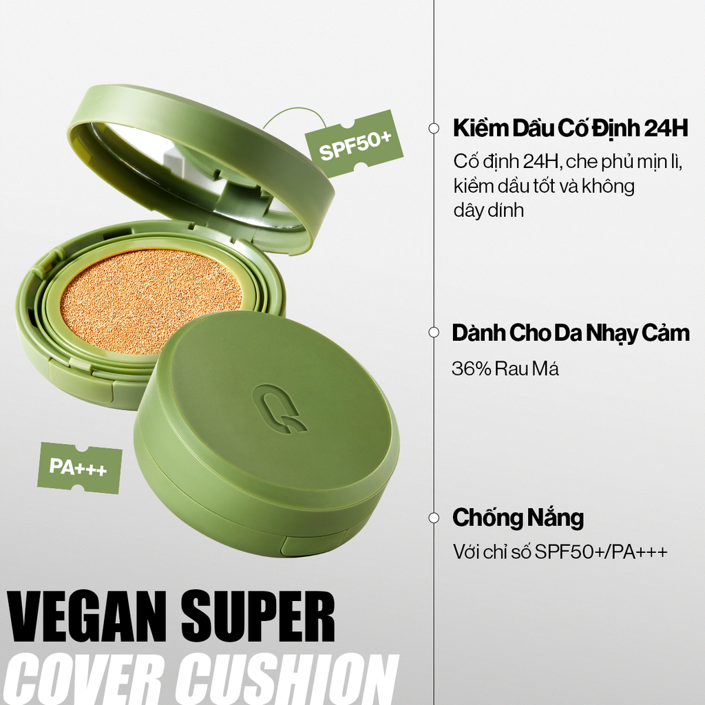 Combo Glamrr Q Cushion & Xịt Khóa Nền Cố Định Glamrr Q Vegan Super Stay Makeup Fixer
