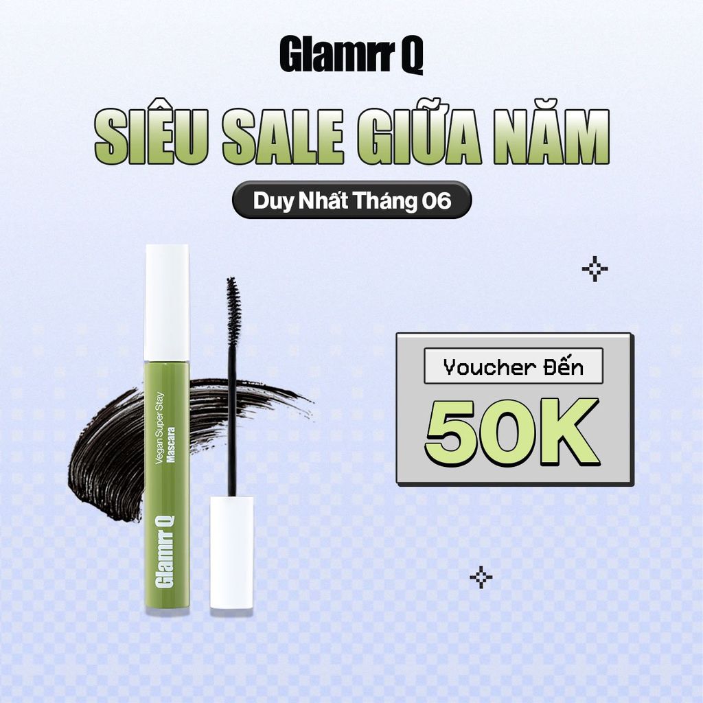 Mascara Chuốt Mi Glamrr Q Dày Cong Chống Nước Thuần Chay Vegan Super Stay Mascara (7g)