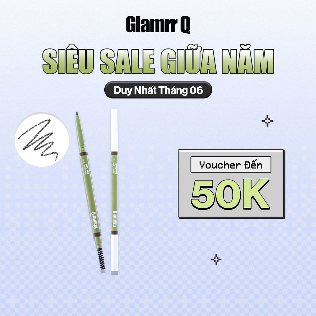 Chì Kẻ Mày Glamrr Q Bền Màu Thuần Chay Vegan Super Stay Brow Pencil (0.08g)