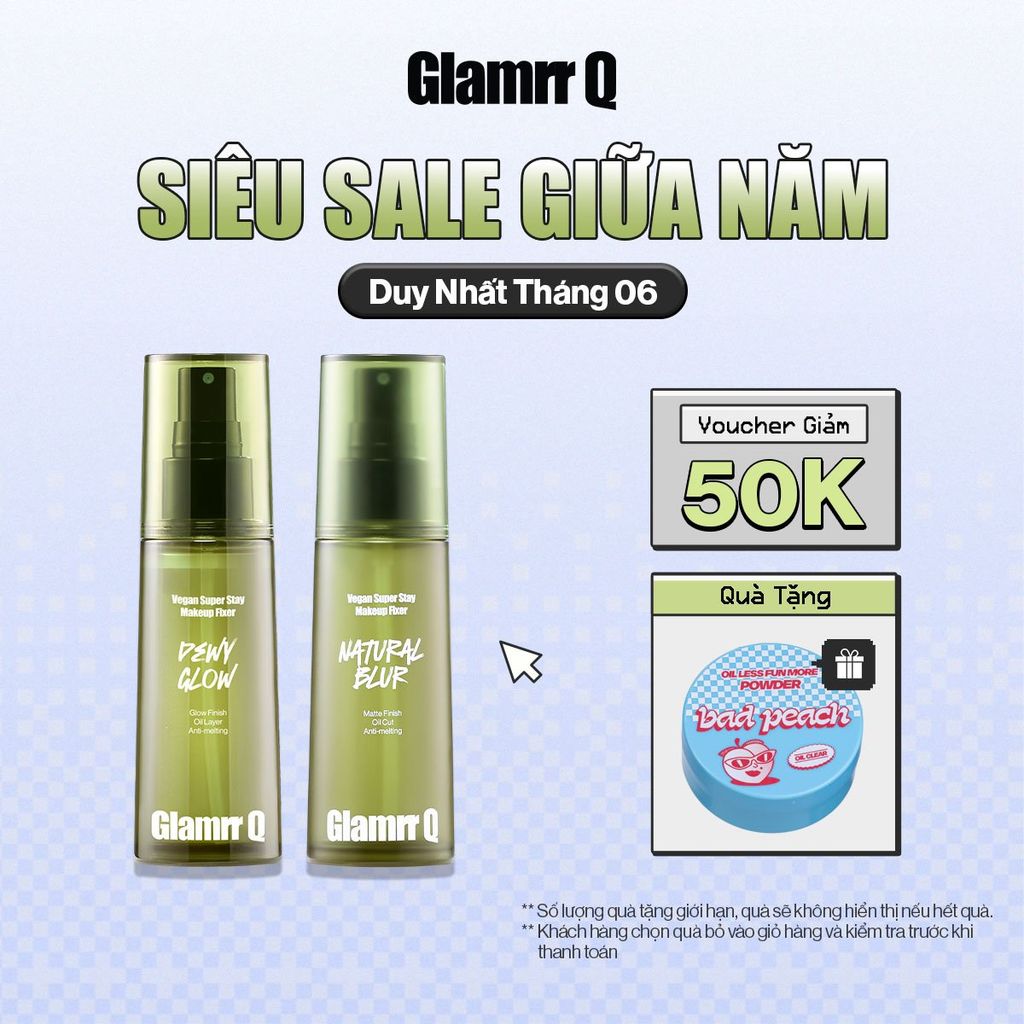 Xịt Khóa Nền Glamrr Q Vegan Super Stay Makeup Fixer (50ml)