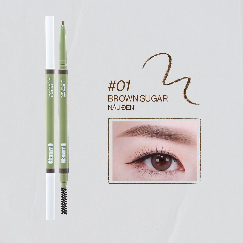 Chì Kẻ Mày Glamrr Q Bền Màu Thuần Chay Vegan Super Stay Brow Pencil (0.08g)