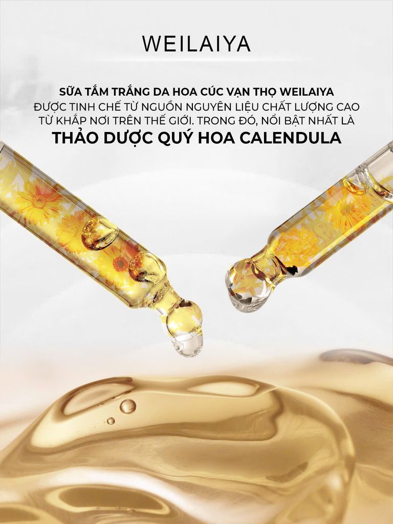 Sữa Tắm Trắng Da Cánh Hoa Cúc Vạn Thọ Weilaiya Chai 450ml