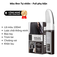 Dầu Gội Phủ Bạc Dưỡng Tóc Weilaiya - màu Đen Tự Nhiên (gồm lõi màu 100ml & phụ kiện)