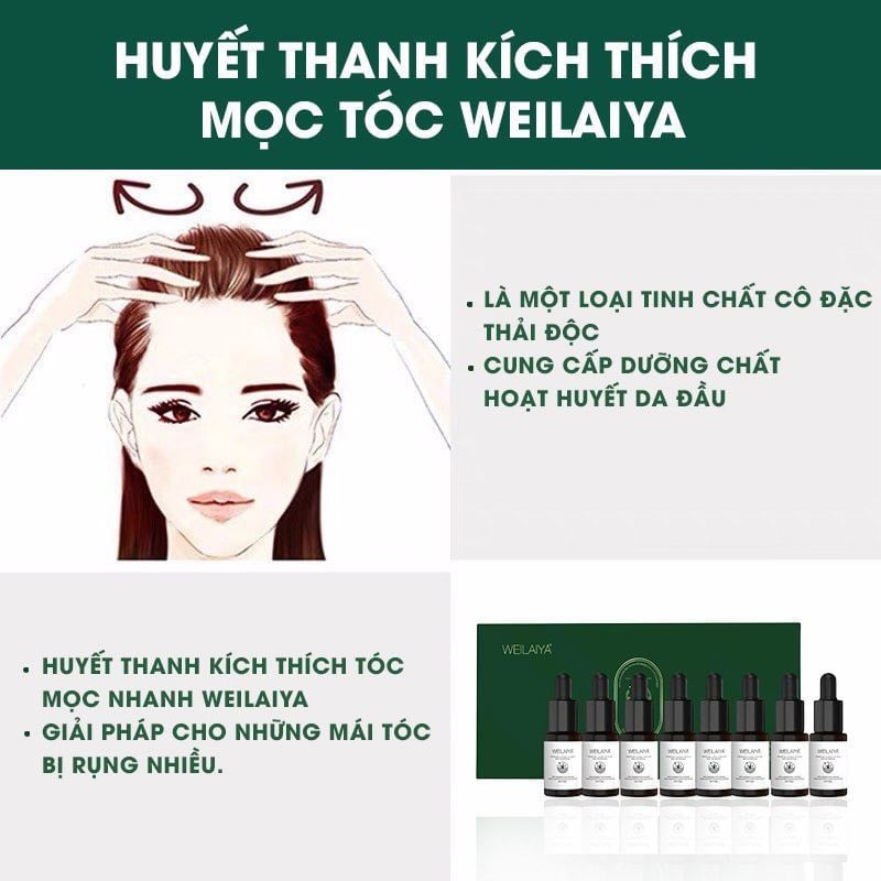 Serum Kích Mọc Và Làm Dày Tóc Weilaiya Ginger Hair Root Nourishing Essence (Hộp 8 lọ 5ml)