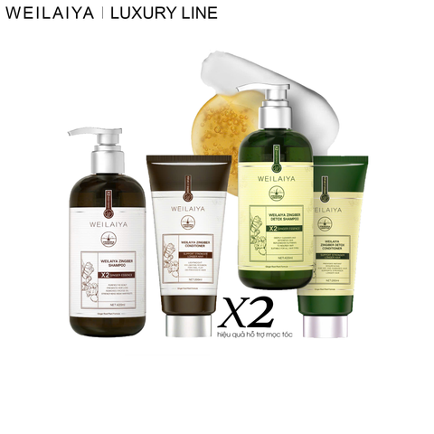 Cặp Gội Xả Gừng Detox - Gừng Thảo Mộc Weilaiya Luxury - Phiên bản mới hiệu quả mọc tóc X2 lần