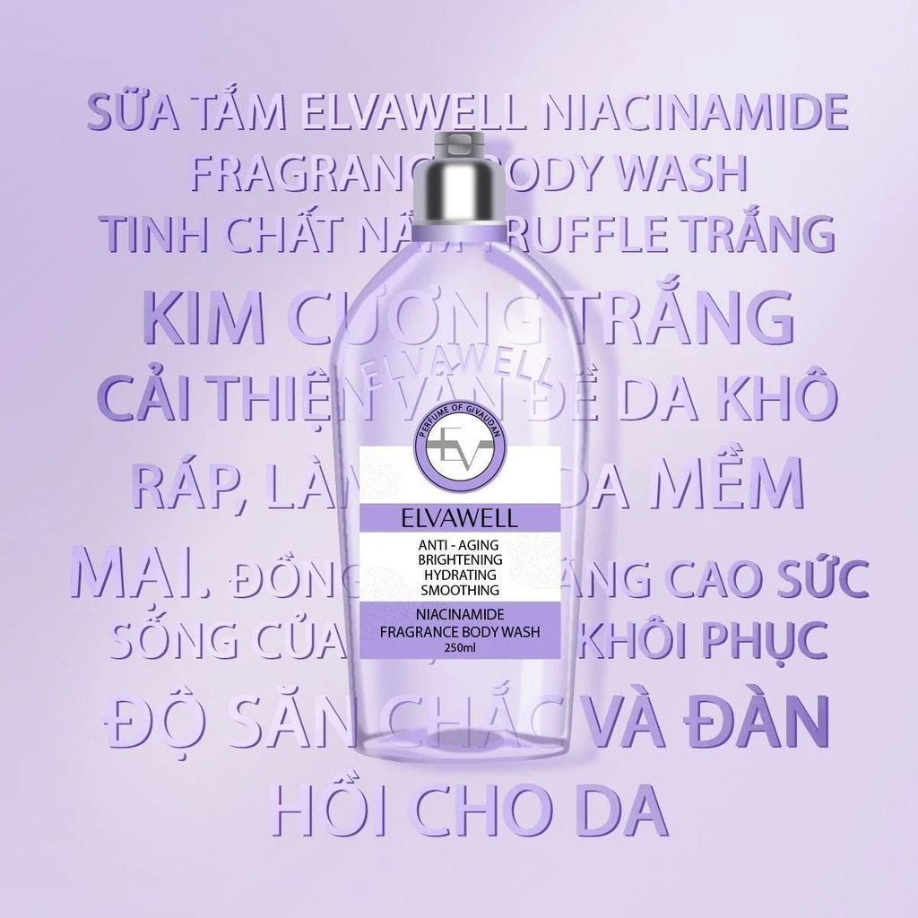Sữa Tắm Nước Hoa Trắng Da Niacinamide Elvawell Chai 250ml - Soul Healing