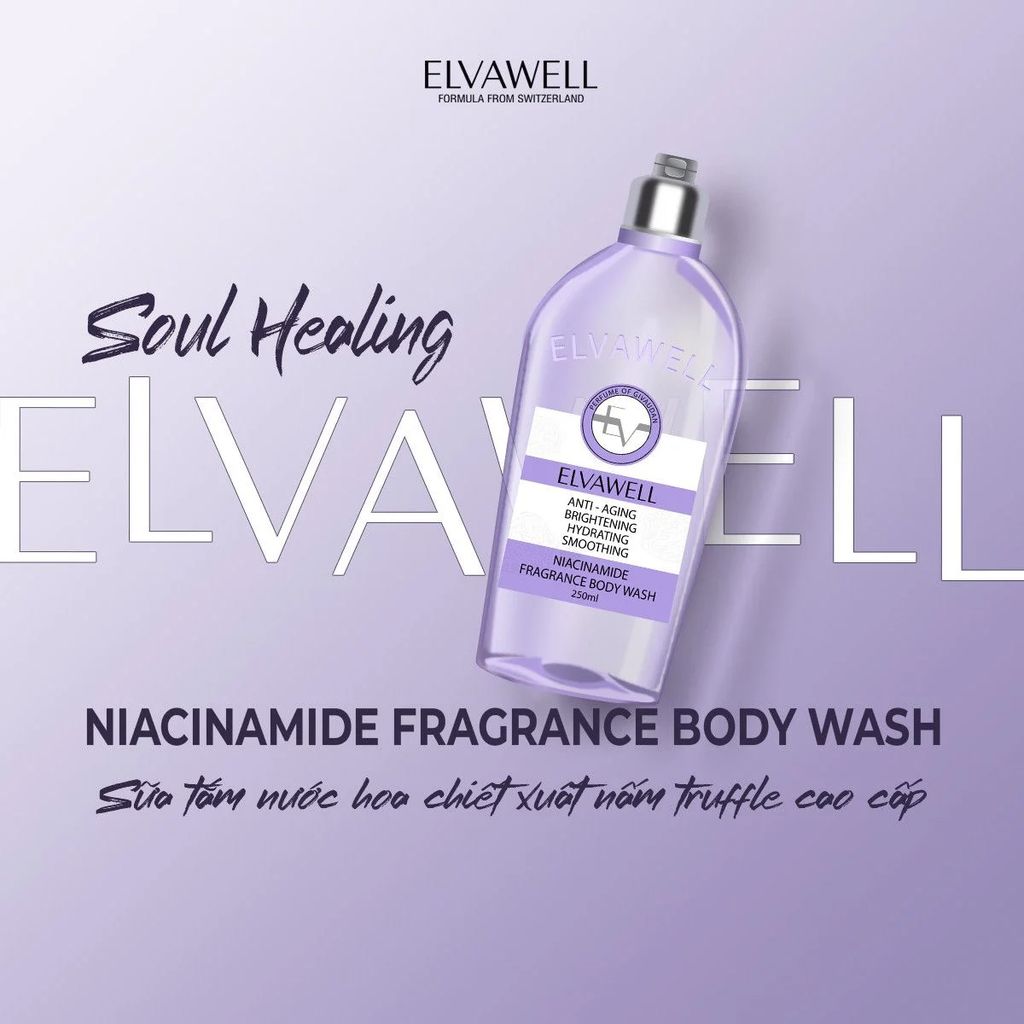 Sữa Tắm Nước Hoa Trắng Da Niacinamide Elvawell Chai 250ml - Soul Healing