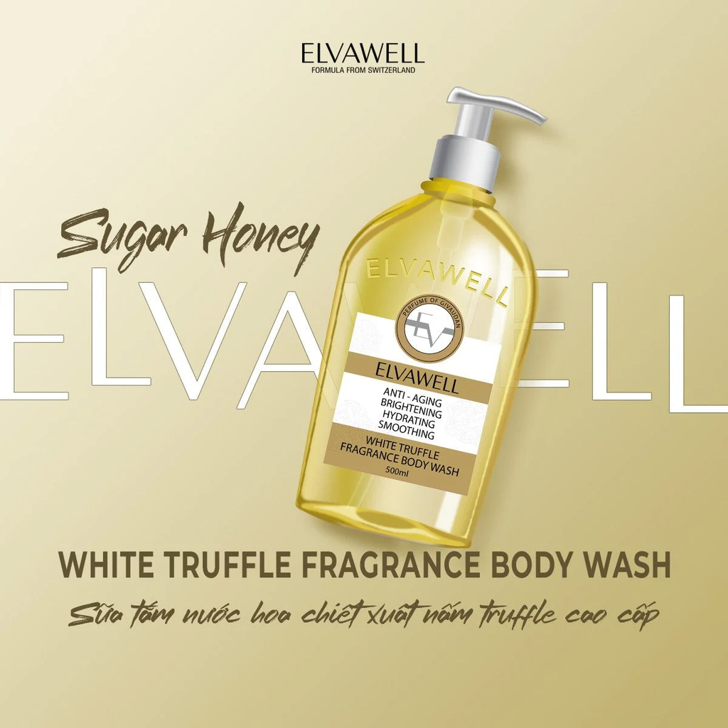 Sữa Tắm Nước Hoa Nấm Truffle Elvawell Chai 500ml - White Truffle Elvawell - Sugar Honey