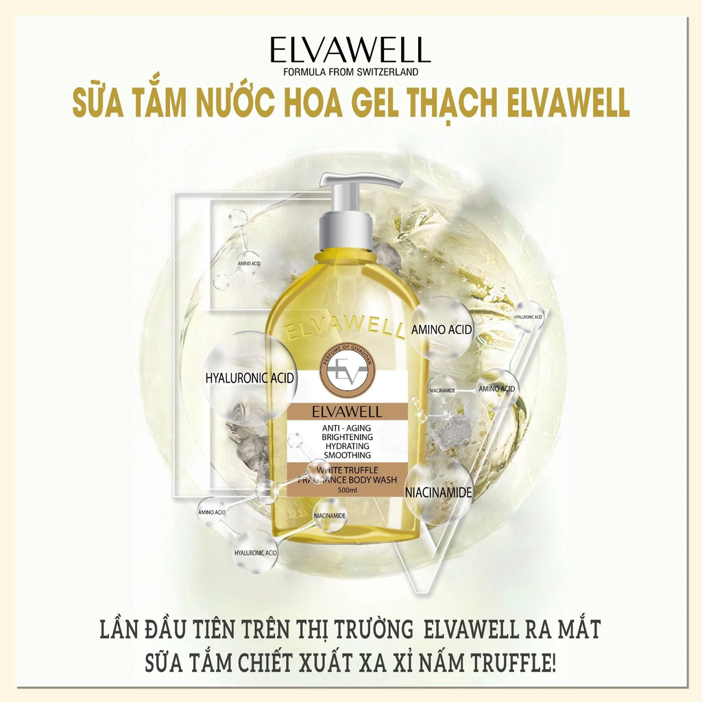 Sữa Tắm Nước Hoa Nấm Truffle Elvawell Chai 500ml - White Truffle Elvawell - Sugar Honey