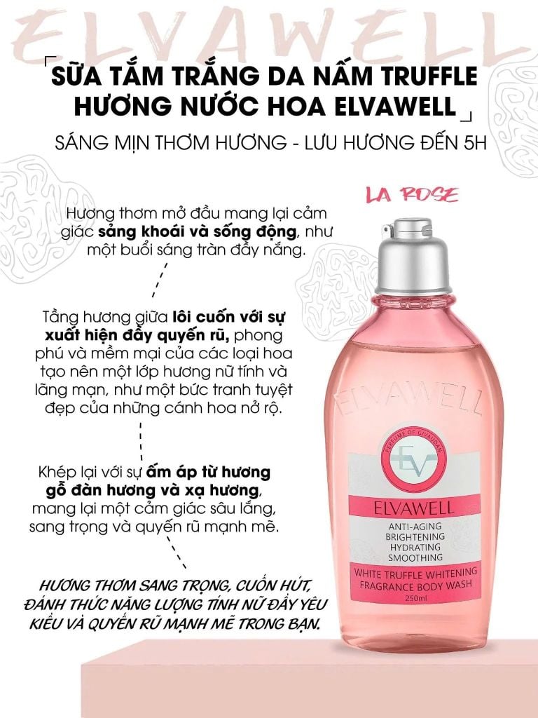 Sữa Tắm Nấm Truffle Dưỡng Ẩm Elvawell Chai 250ml - White Truffle Amino Acid Elvawell - La Rose