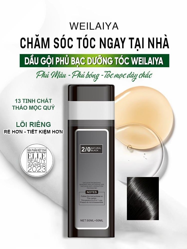 [Lõi Màu 100ml] Dầu Gội Phủ Bạc Dưỡng Tóc Weilaiya - màu Đen Tự Nhiên (không bao gồm phụ kiện)