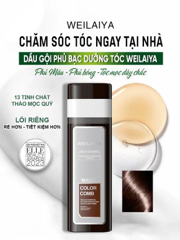 [Lõi Màu 100ml] Dầu Gội Phủ Bạc Dưỡng Tóc Weilaiya - màu Nâu Đậm (không bao gồm phụ kiện)