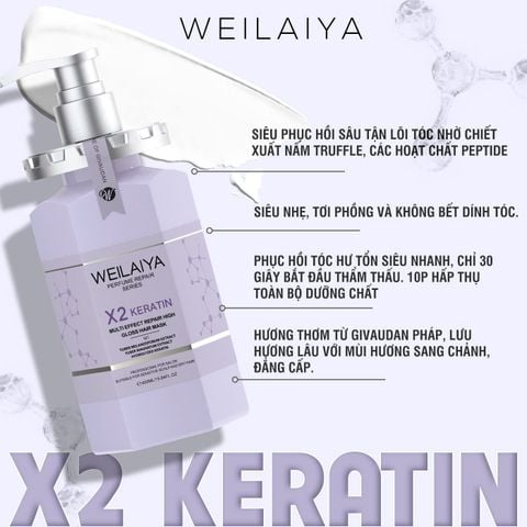 Hấp Đa Tầng Phục Hồi Liên Kết Tóc Weilaiya X2 Keratin Chai 450ml