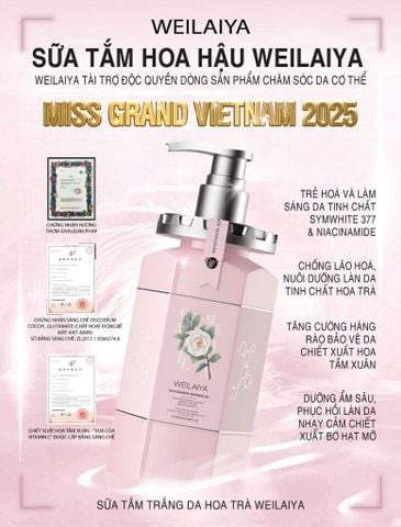 Sữa Tắm Trắng Da Hương Hoa Trà Camellia Weilaiya Chai 450ml