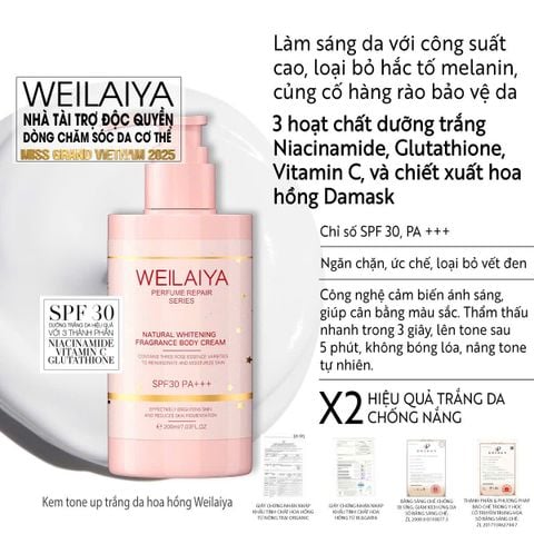 Kem Body Nâng Tone Hoa Hồng Weilaiya 200ml