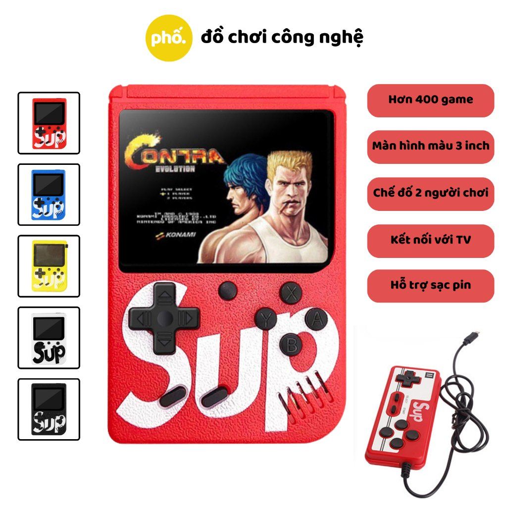 Máy Chơi Game Cầm Tay Sup 400 Trò Kèm Tay Cầm Chơi Game Người Tặng  Kèm Pin sạc