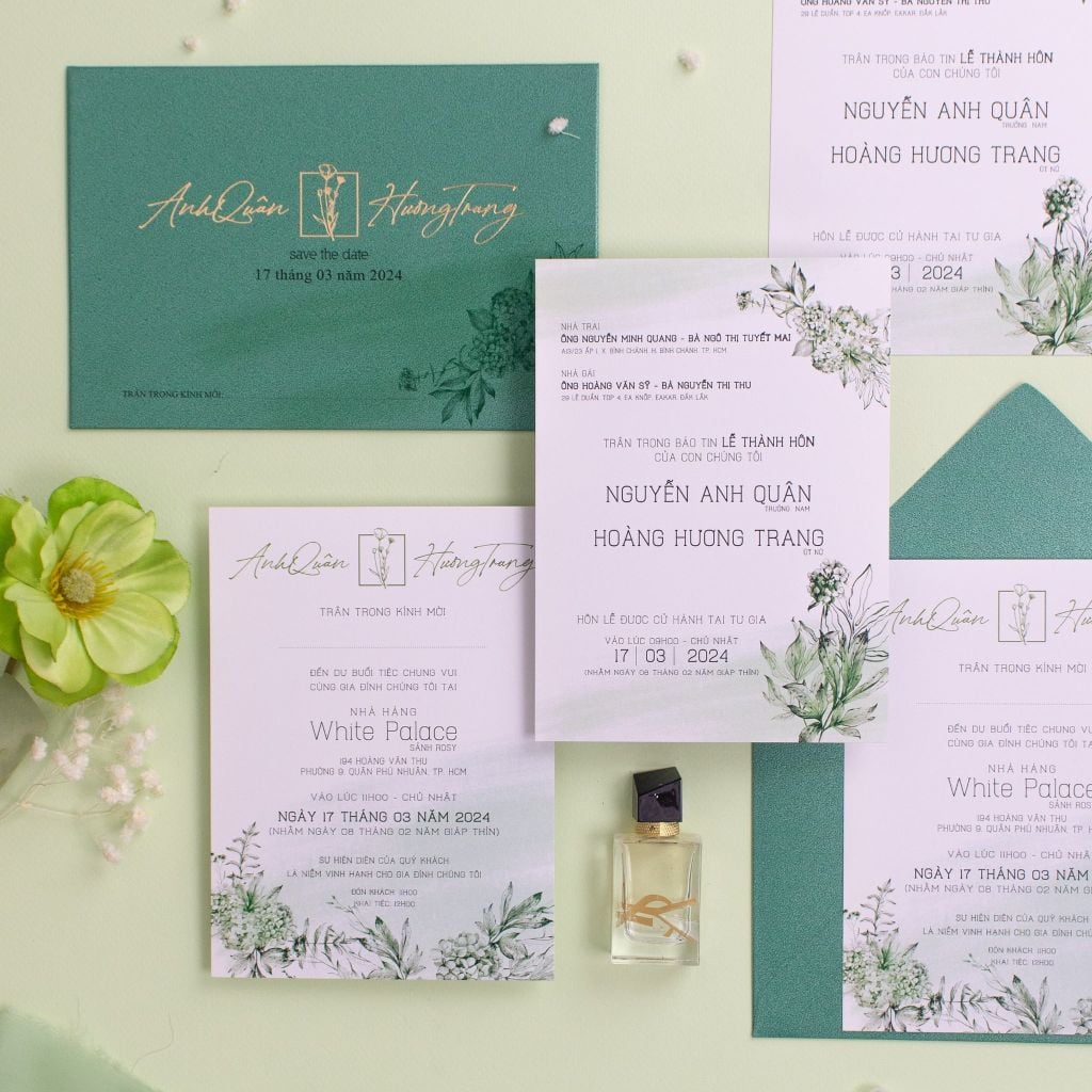 Thiệp Cưới Emerald Gold Bản Giao Hưởng Xanh Rừng & Ánh Kim Sang Trọng - TL-C025