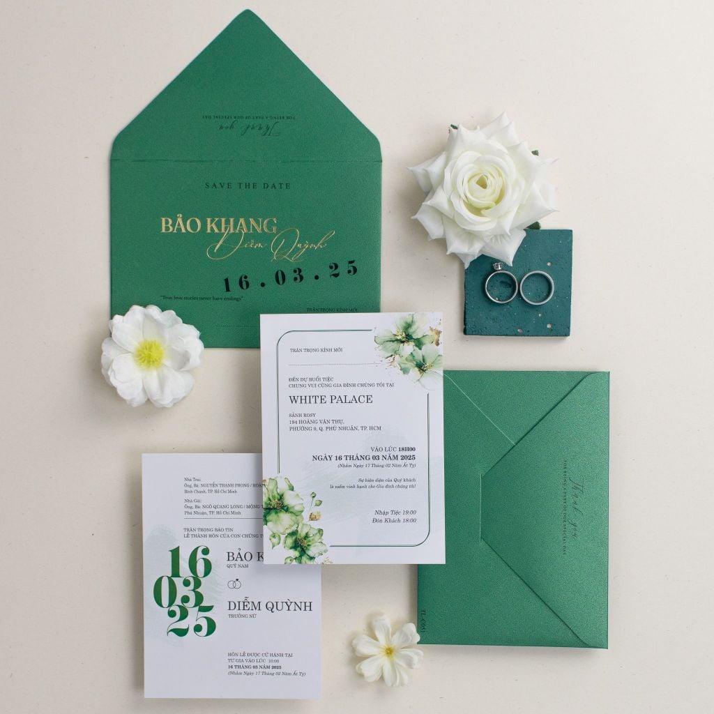 Thiệp Cưới Xanh Lục Bảo Dấu Ấn Khu Vườn Bí Mật - TL-C051