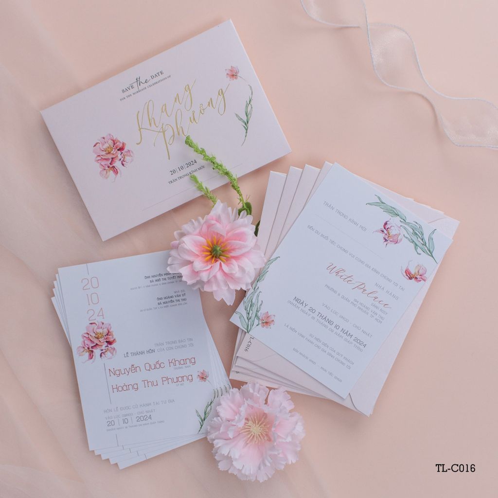 Thiệp Cưới Hoa Mẫu Đơn - TL-C016