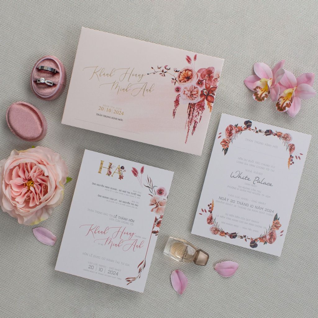 Thiệp cưới Sắc Hồng Vintage - TL-C013