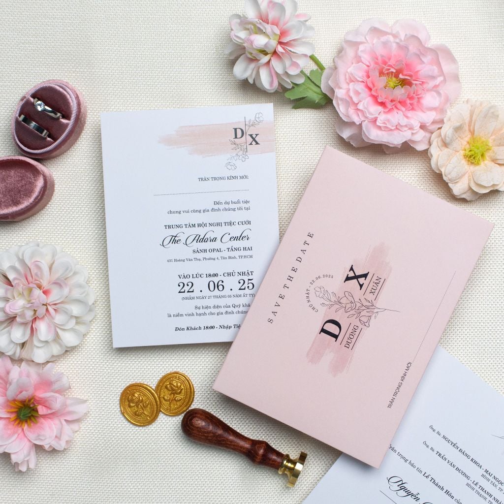 Thiệp Cưới Pastel Hồng - BN-A010