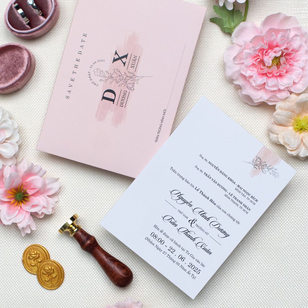 Thiệp Cưới Pastel Hồng - BN-A010