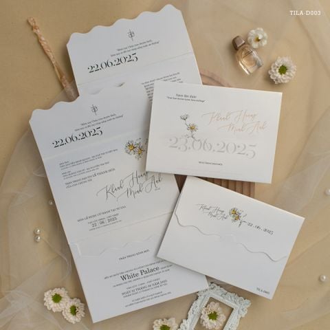 Thiệp Cưới Công Giáo Hoa Cúc Tinh Khôi Bản Giao Hưởng Của Sự Tối Giản - TILA-D003