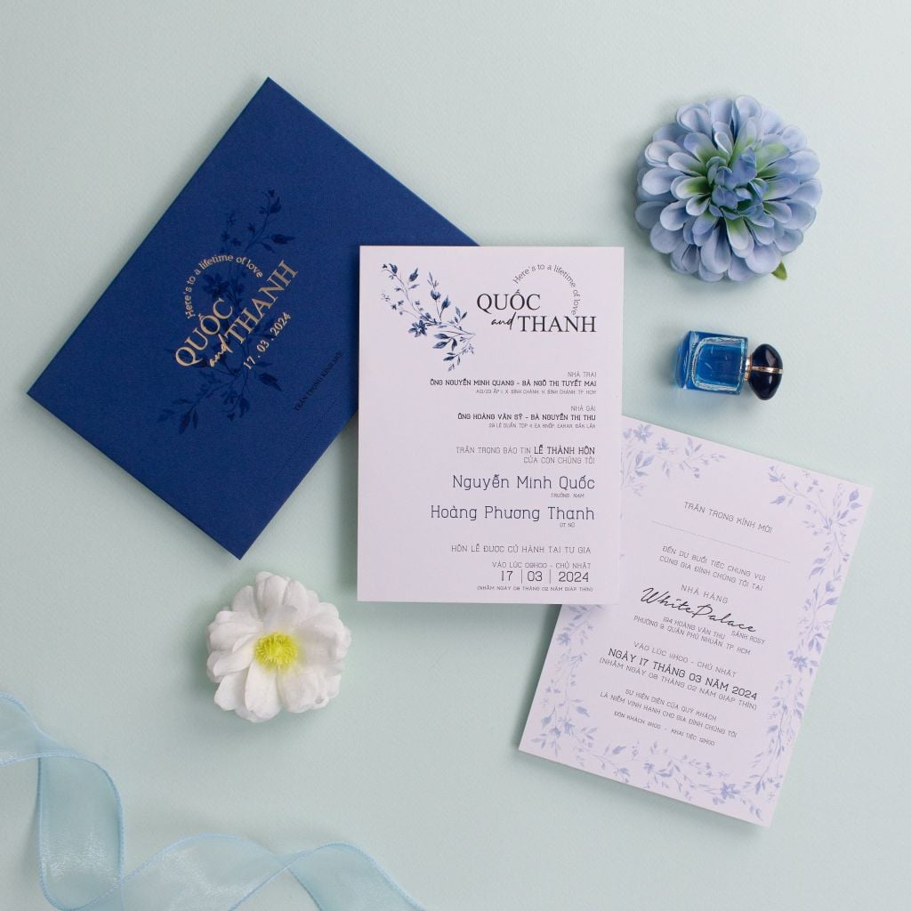 Thiệp Cưới Sắc Xanh Midnight Blue Bản Giao Hưởng Tình Yêu Của Quốc & Thanh - TL-C021X