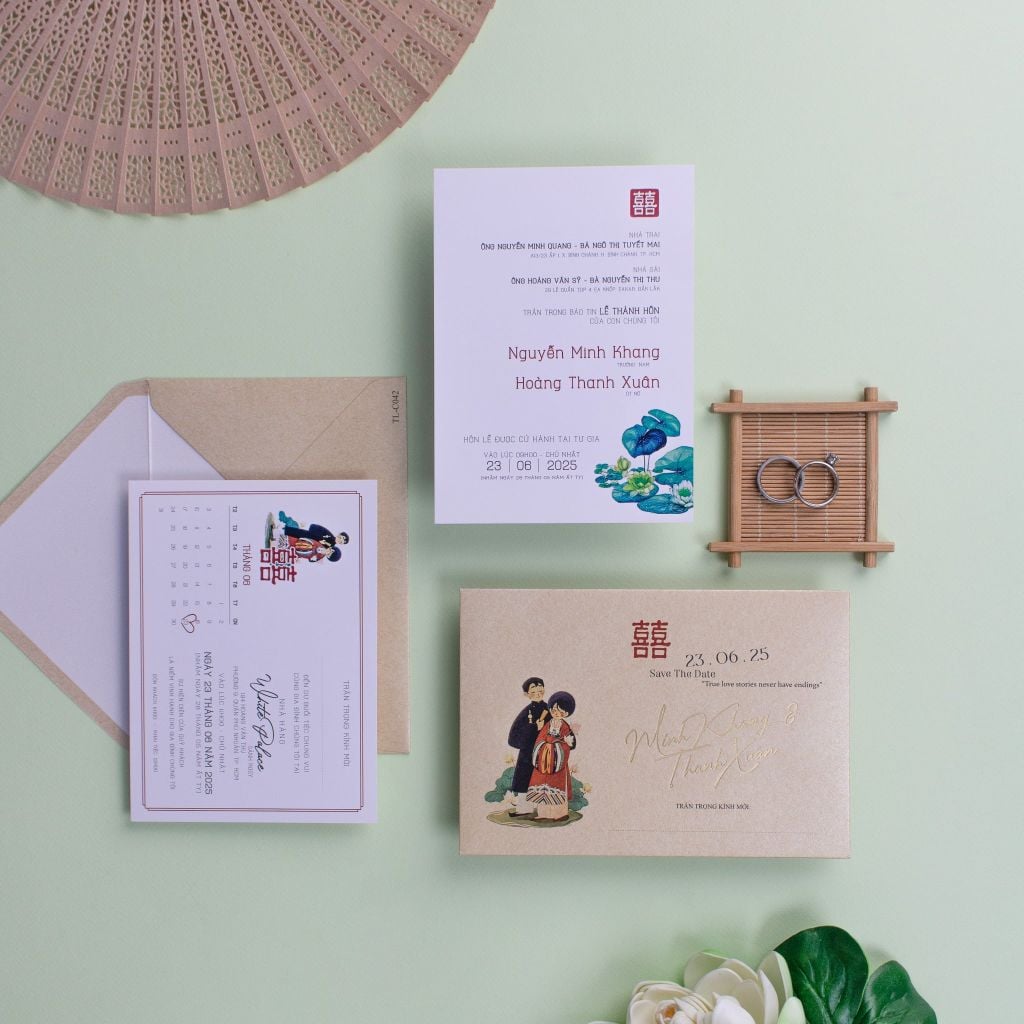 Thiệp Cưới Họa Sắc Liên Hoa Chạm Vào Cảm Xúc Ngày Chung Đôi - TL-C042