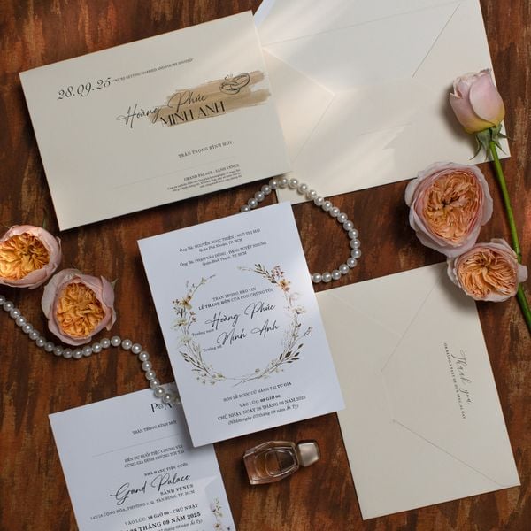 Thiệp Cưới Kem Nhạt Vẻ Đẹp An Nhiên - BN-A022