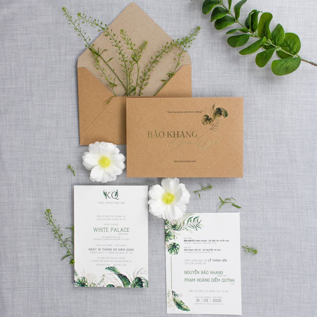 Thiệp Cưới Giấy Kraft Ép Kim Vẻ Đẹp Mộc Mạc Đầy Tinh Tế - TL-C038