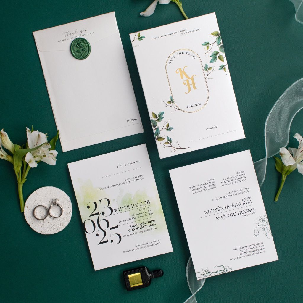 Thiệp Cưới Emerald Garden Khởi Đầu Xanh Cho Tình Yêu Vĩnh Cửu - TL-C101