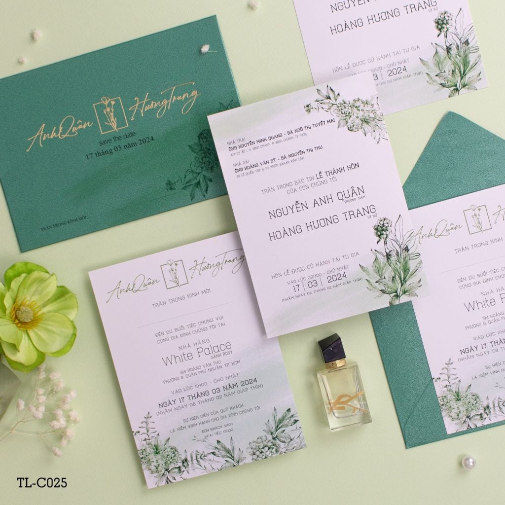 Thiệp Cưới Emerald Gold Bản Giao Hưởng Xanh Rừng & Ánh Kim Sang Trọng - TL-C025