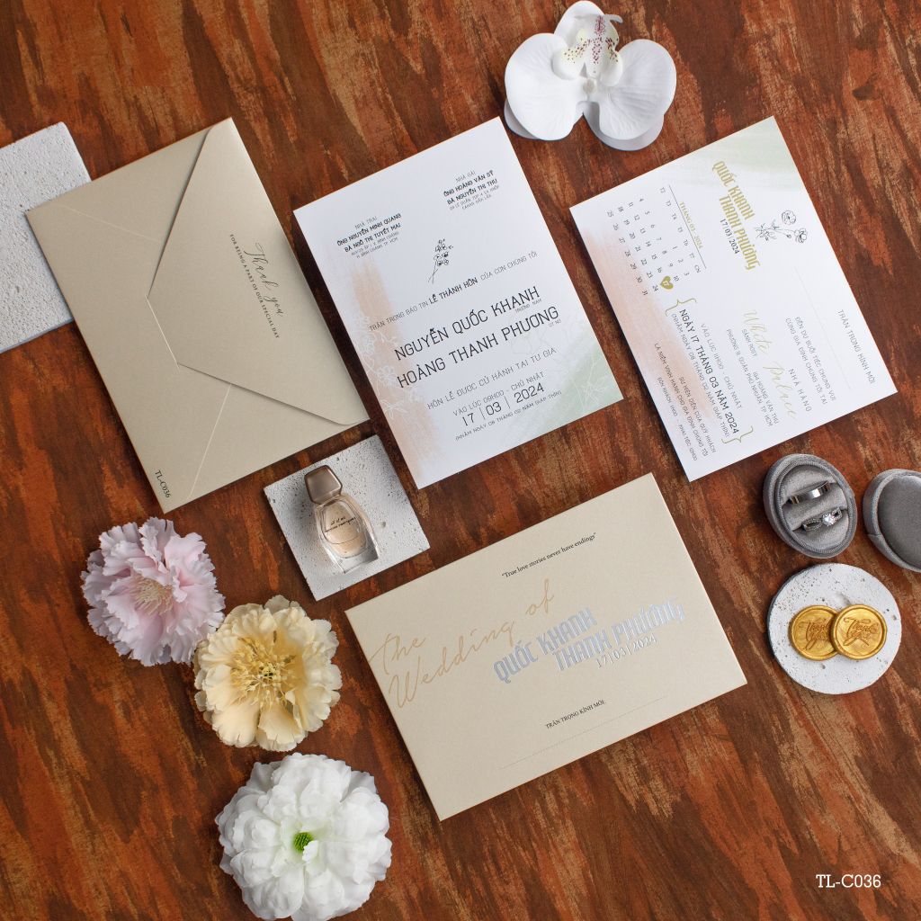 Thiệp Cưới Minimalist Đánh Thức Cảm Xúc Từ Sự Tối Giản - TL-C036