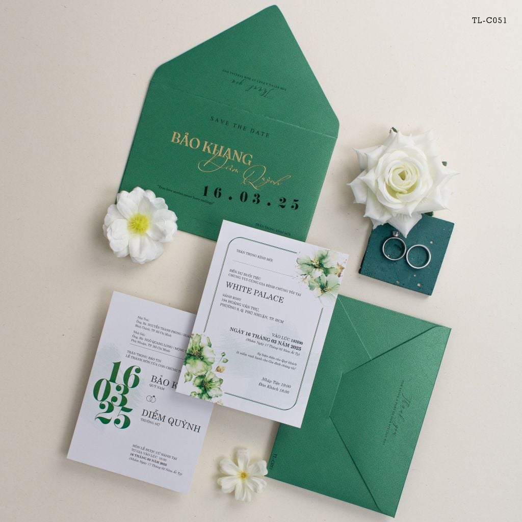 Thiệp Cưới Xanh Lục Bảo Dấu Ấn Khu Vườn Bí Mật - TL-C051