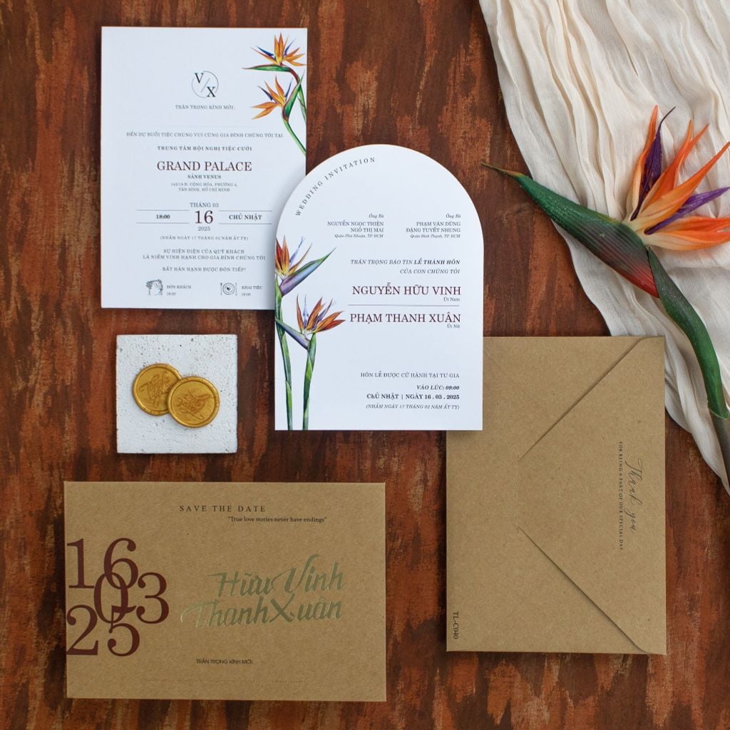 Thiệp Cưới Thiên Điểu Kraft Vũ Điệu Tình Yêu Tự Do - TL-C040