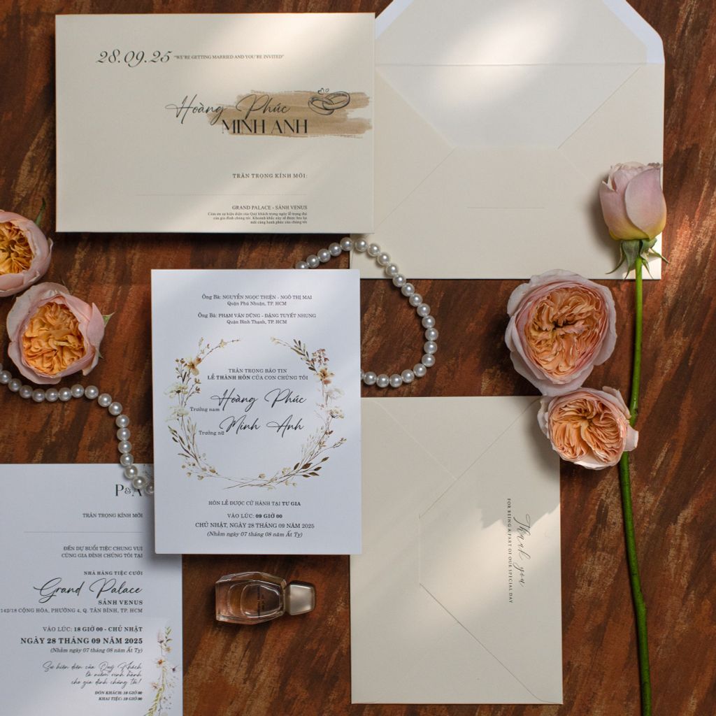 Thiệp Cưới Kem Nhạt Vẻ Đẹp An Nhiên - BN-A022