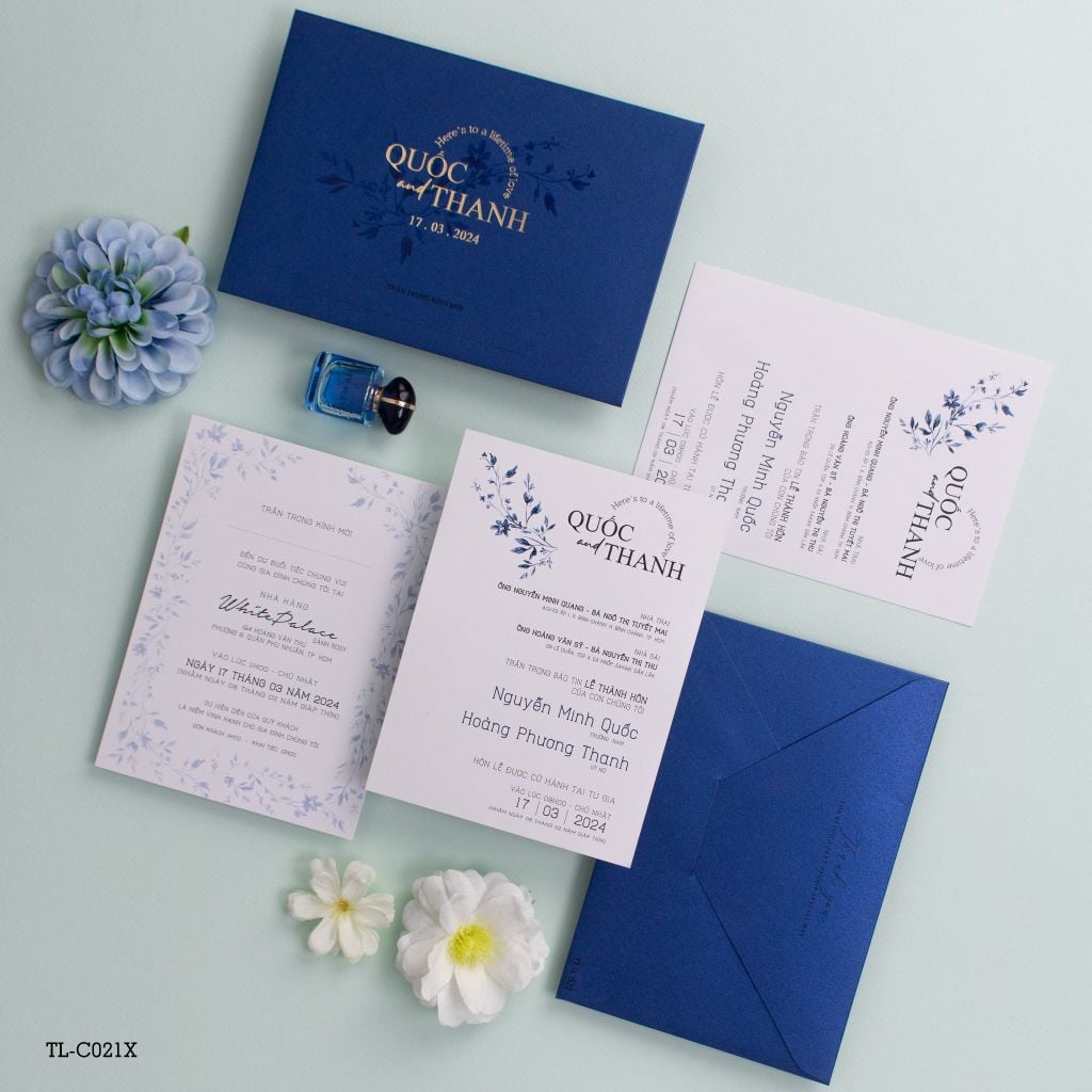 Thiệp Cưới Sắc Xanh Midnight Blue Bản Giao Hưởng Tình Yêu Của Quốc & Thanh - TL-C021X