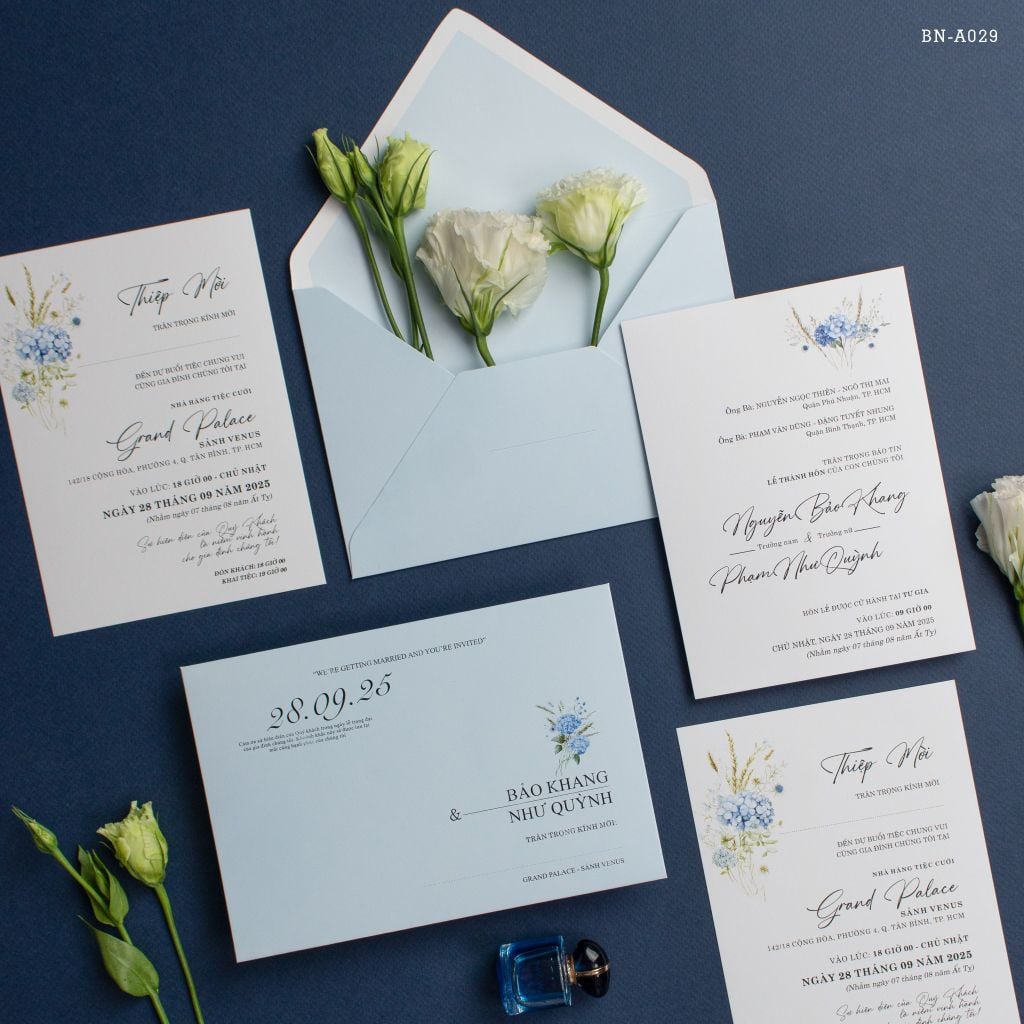 Thiệp Cưới Xanh Dịu - BN-A029