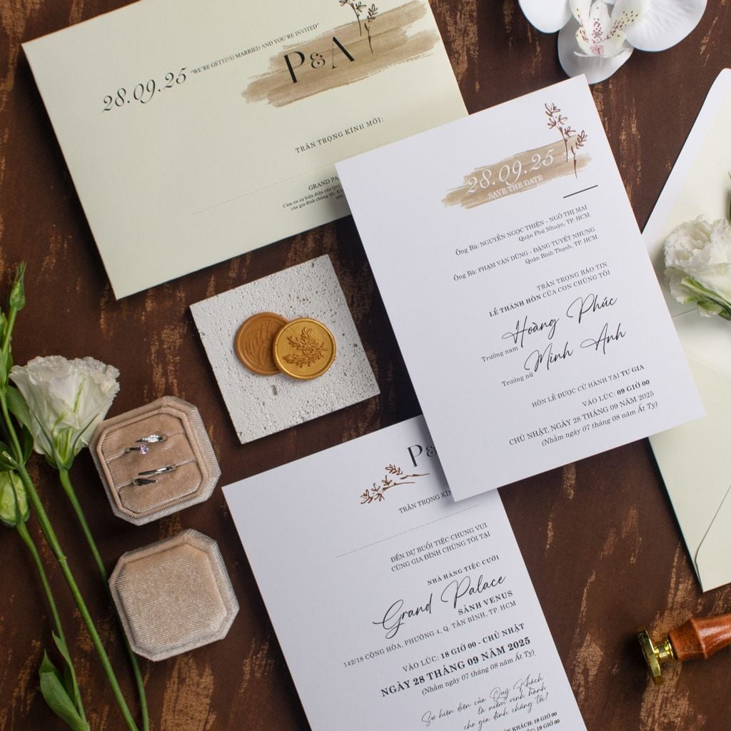 Thiệp Cưới Nét Cọ Vàng Thanh Lịch - BN-A019