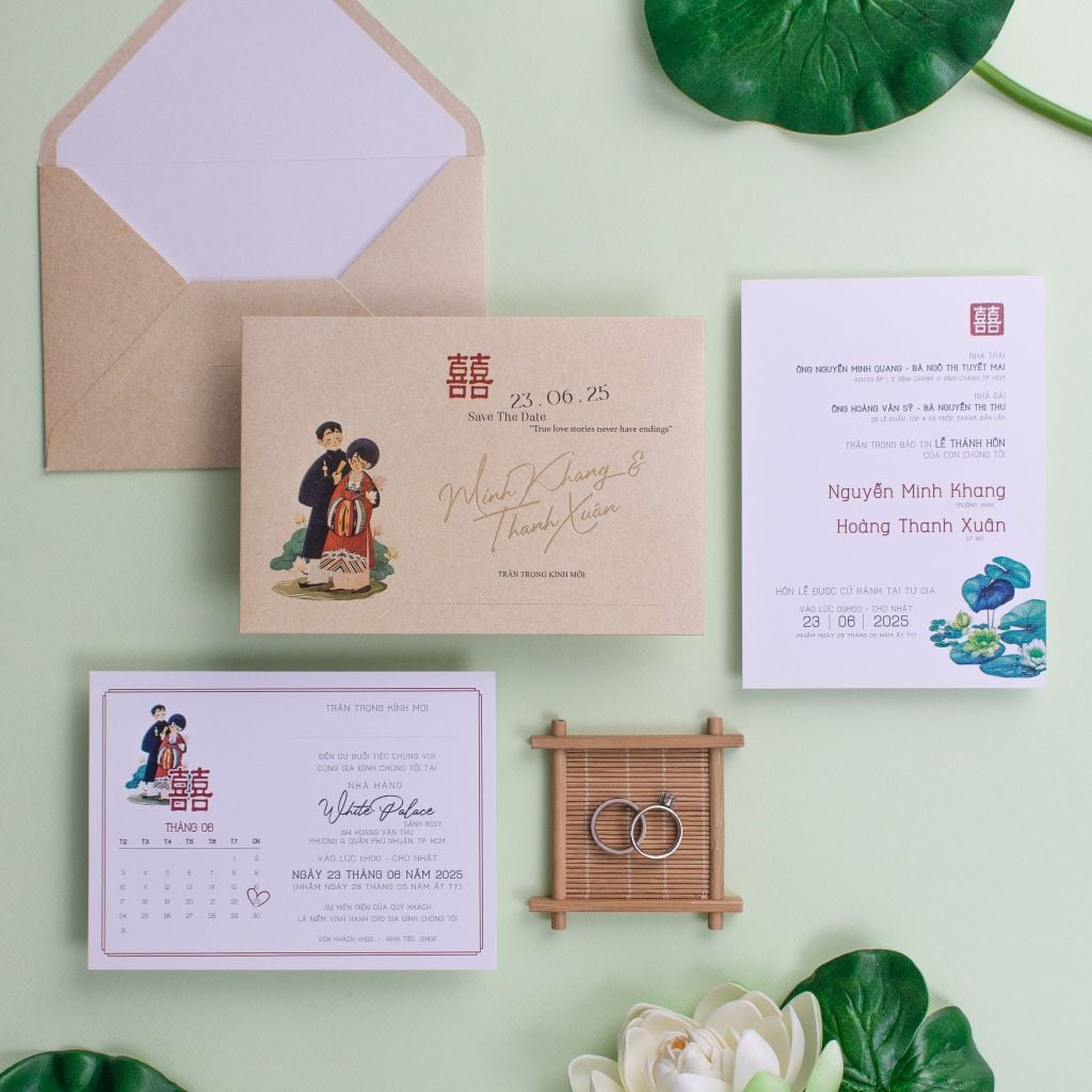 Thiệp Cưới Họa Sắc Liên Hoa Chạm Vào Cảm Xúc Ngày Chung Đôi - TL-C042