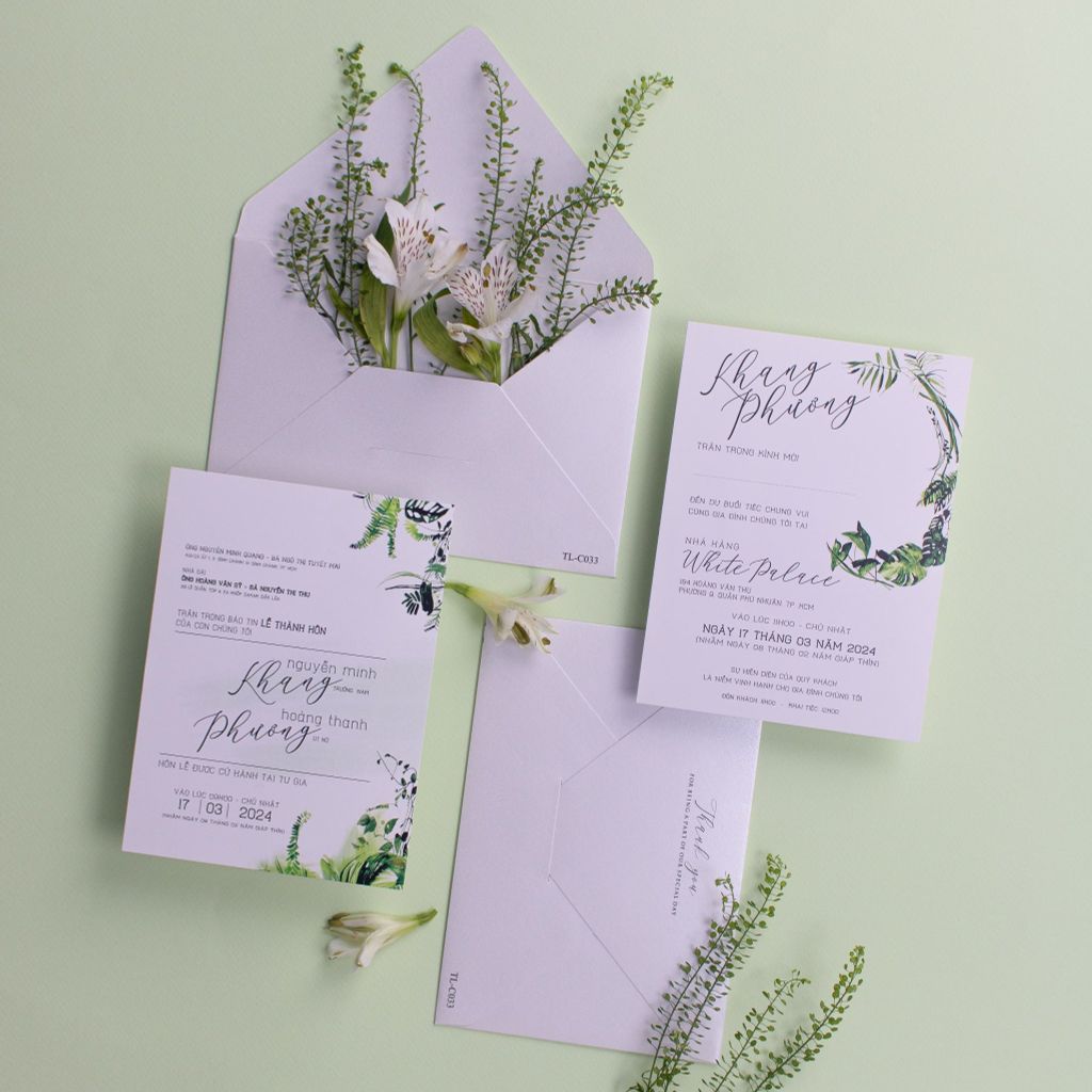 Thiệp Cưới Tropical Garden Khởi Đầu Xanh Cho Chuyện Tình Lãng Mạn - TL-C033