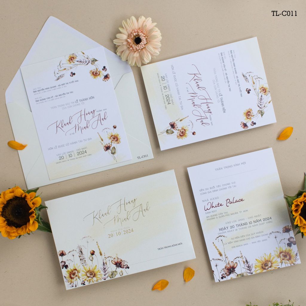 Thiệp Cưới Hướng Dương Nắng Ấm Tình Nồng - TL-C011