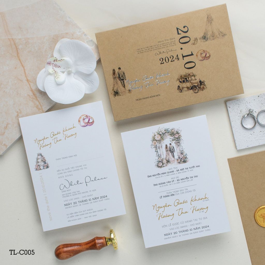 Thiệp Cưới Vintage Kraft Chạm Vào Ký Ức Ngày Chung Đôi - TL-C005